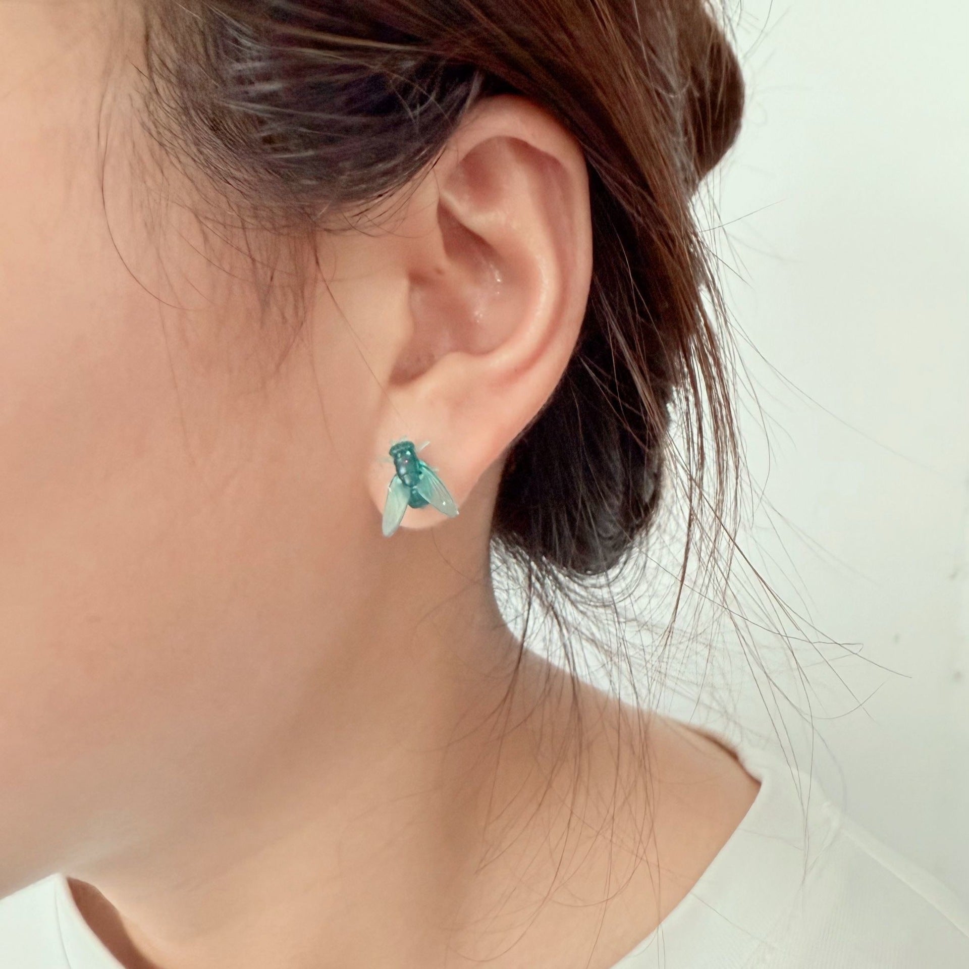 Simulation Mini Black Small Fly Unique Earrings New Simple