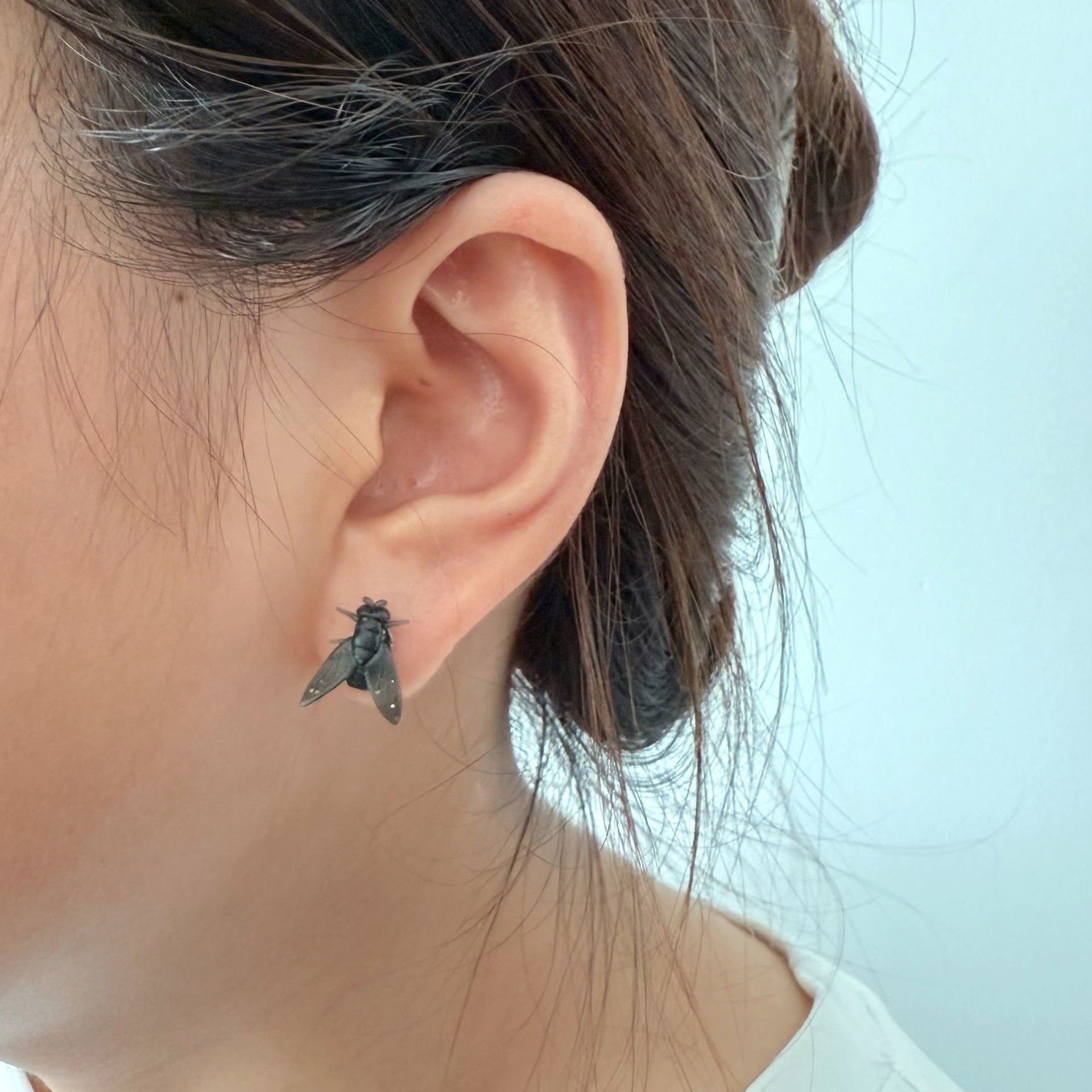 Simulation Mini Black Small Fly Unique Earrings New Simple